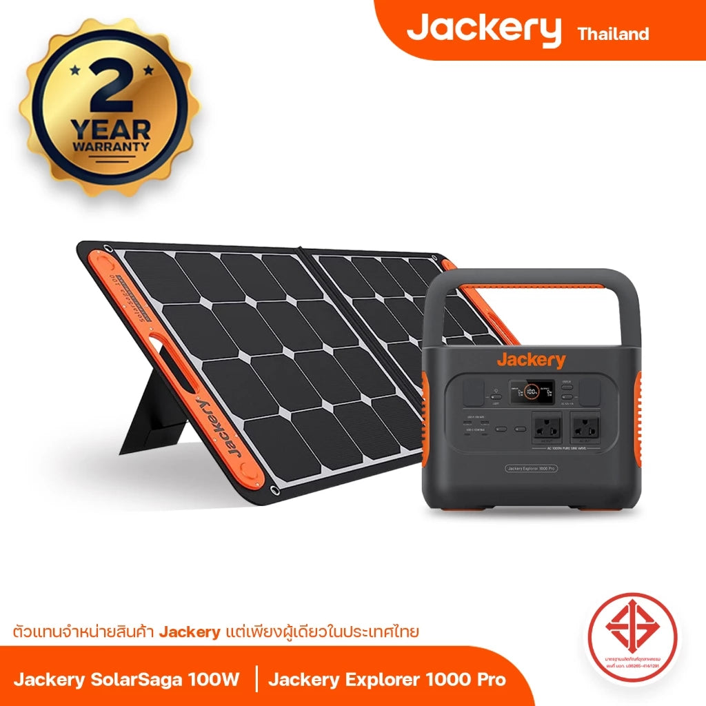 Jackery เครื่องสำรองไฟพกพา   Explorer 1000Pro แบตเตอรี่สำรองไฟฉุกเฉิน 220V 1000W/1002Wh 278400mAh Portable Power Station  แบตเตอรี่ Li-ion NMC