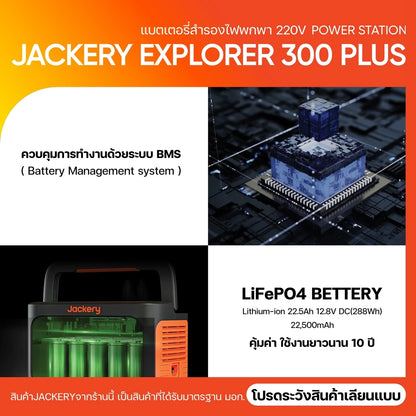 Jackery 300Plus 288Wh/300W (90000mAh) แบตเตอรี่LiFePO4 แบตเตอรี่220V