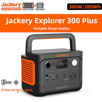 【เก็บเงินปลายทาง】Jackery 300Plus เครื่องสำรองไฟพกพา  288Wh/300W (90000mAh) แบตเตอรี่LiFePO4 แบตเตอรี่220V